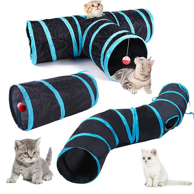 Túnel Dobrável para Gatos com Bolinha Pendurada