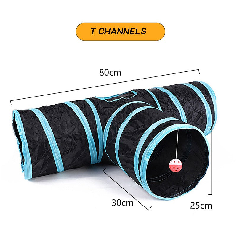 Túnel Dobrável para Gatos com Bolinha Pendurada