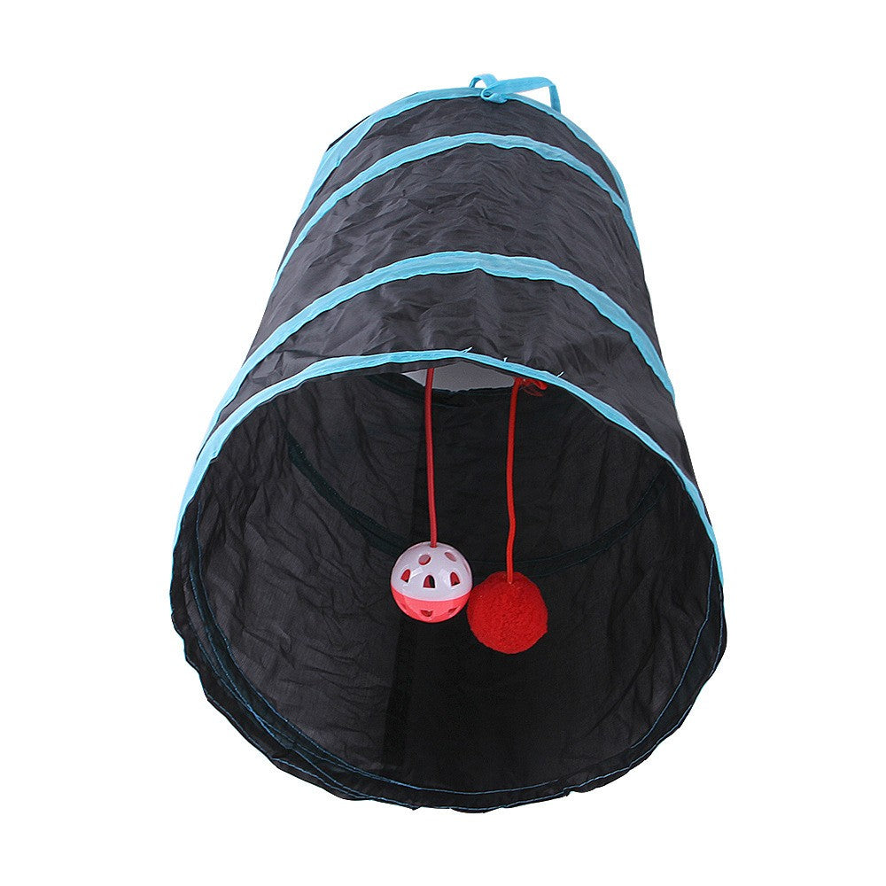 Túnel Dobrável para Gatos com Bolinha Pendurada