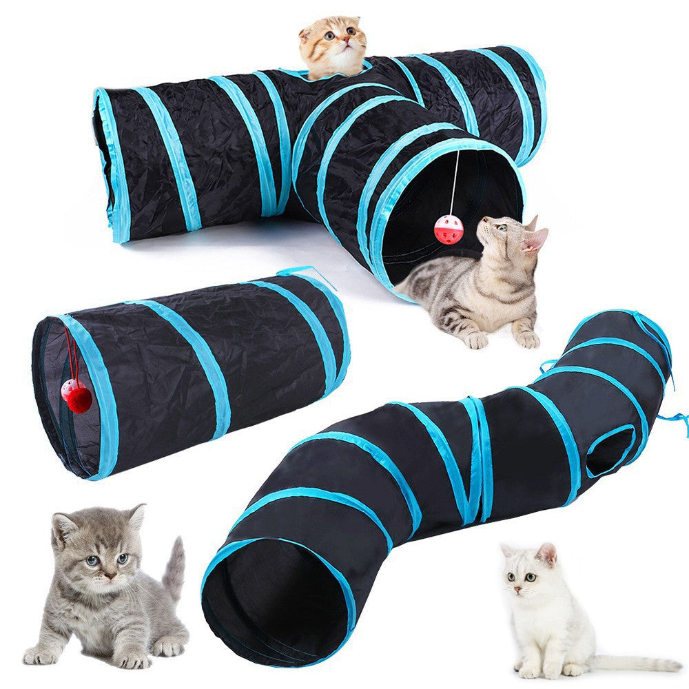 Túnel Dobrável para Gatos com Bolinha Pendurada