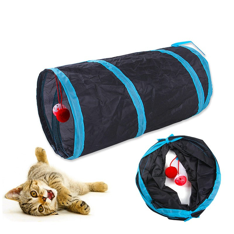 Túnel Dobrável para Gatos com Bolinha Pendurada