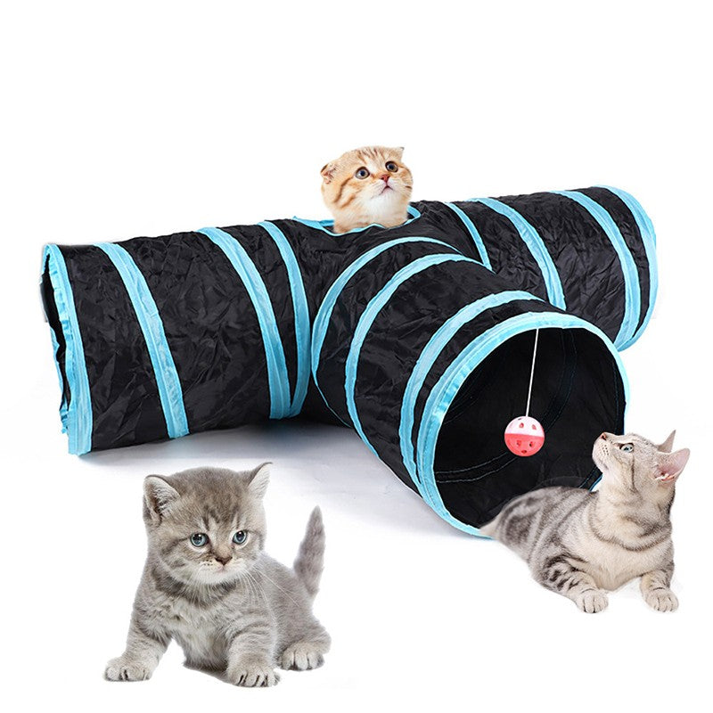 Túnel Dobrável para Gatos com Bolinha Pendurada