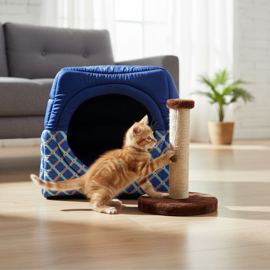 Toca Iglu para Gatos com Arranhador 2 em 1