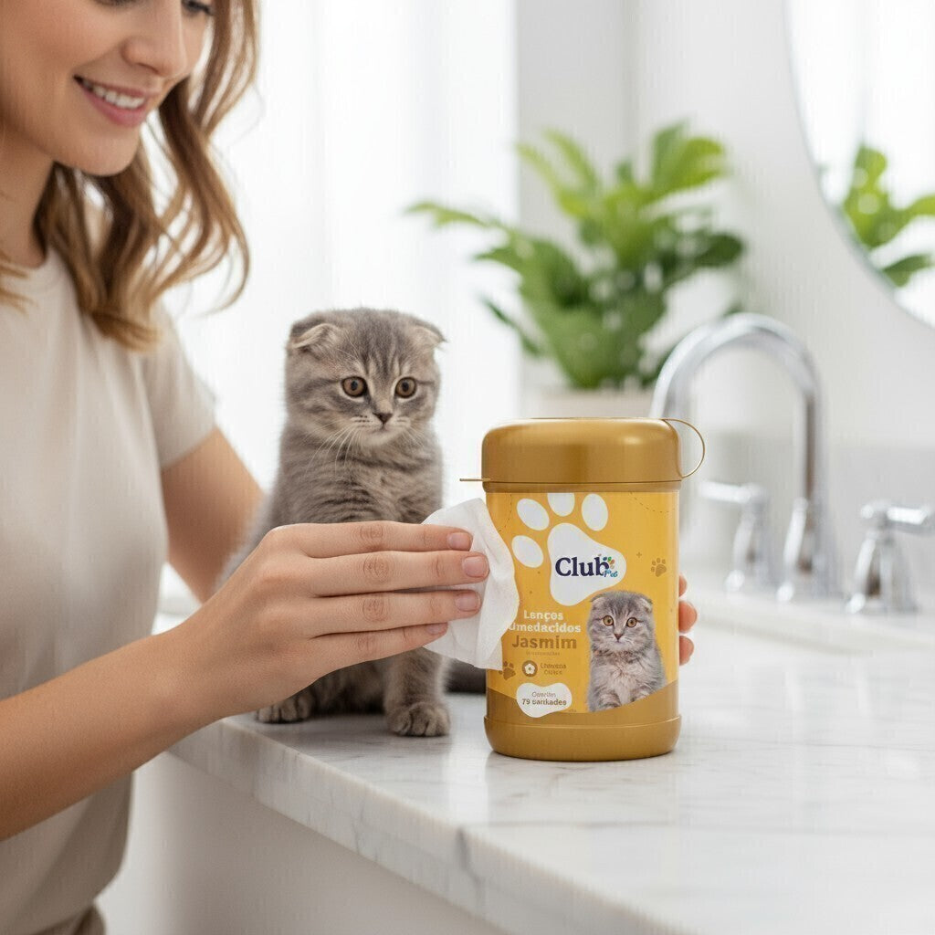 Lenço Umedecido Pet para Cães e Gatos - 4 Fragrâncias