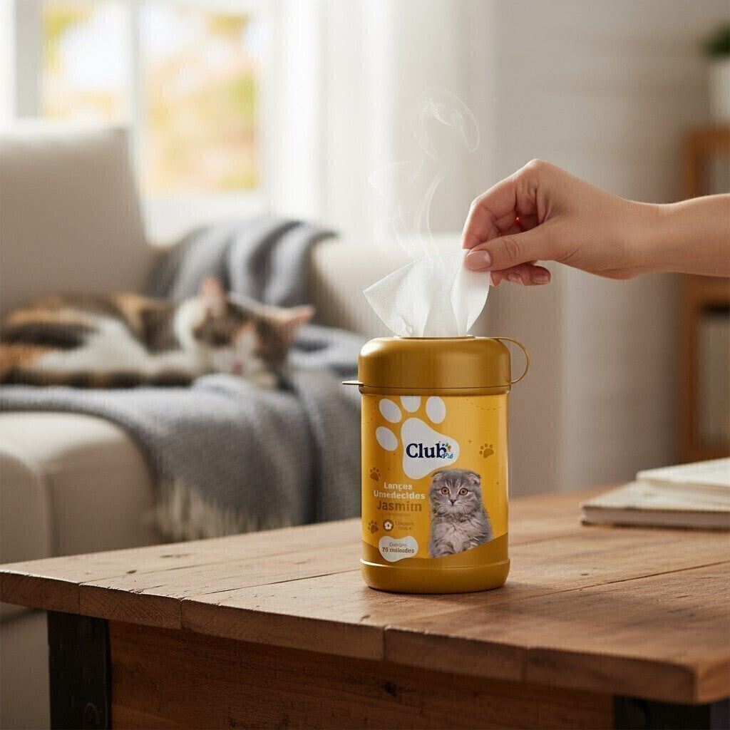 Lenço Umedecido Pet para Cães e Gatos - 4 Fragrâncias