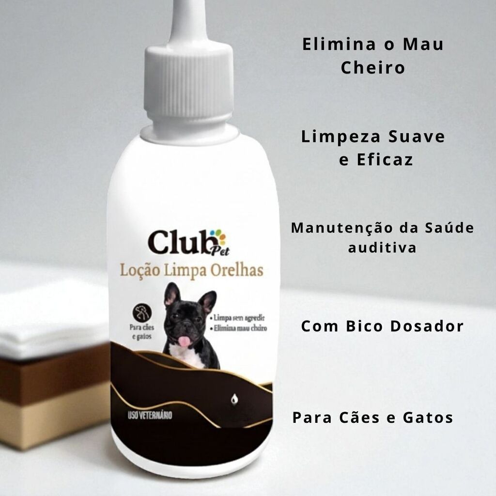 Limpador de Ouvido para Cães e Gatos 100ml - Loção Limpa Orelhas