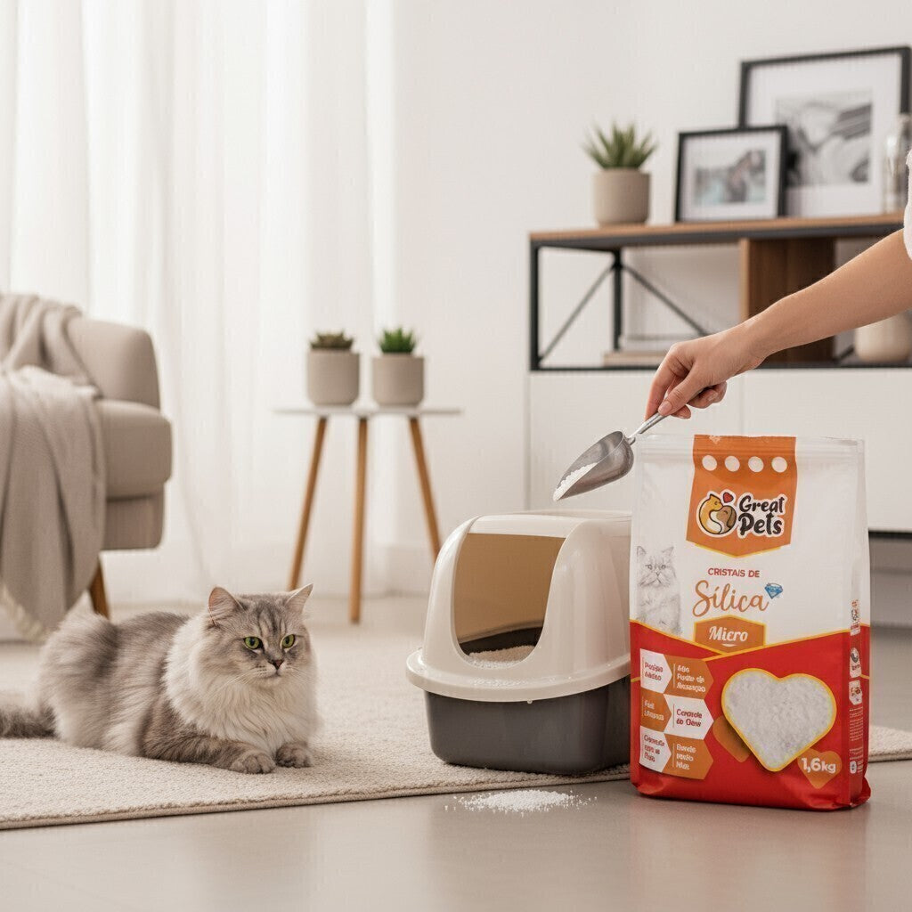 Areia Sílica para Gatos 1,6kg Anti Odor Premium