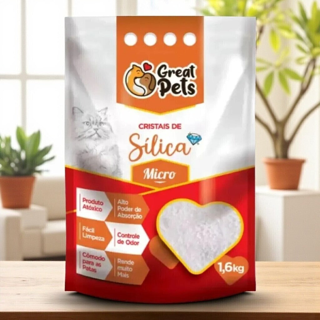 Areia Sílica para Gatos 1,6kg Anti Odor Premium